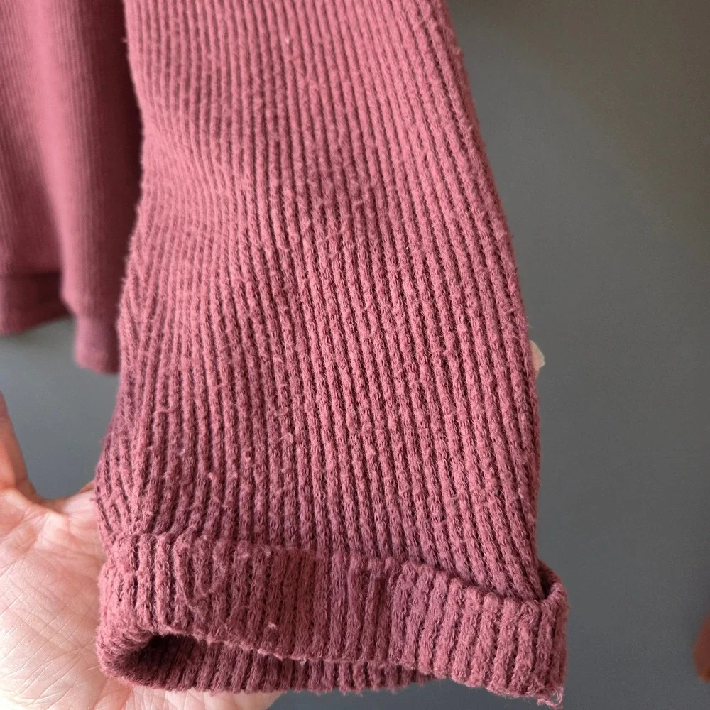 Ginger G Dusty‎ Rose Ribbed Knit Oversized Long Sleeve Top Women M Basic Cozy